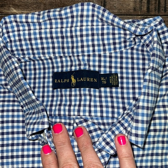 Blue Label Ralph Lauren Checkered Button Down Shirt with Relaxed Fit - Picture 3 of 8